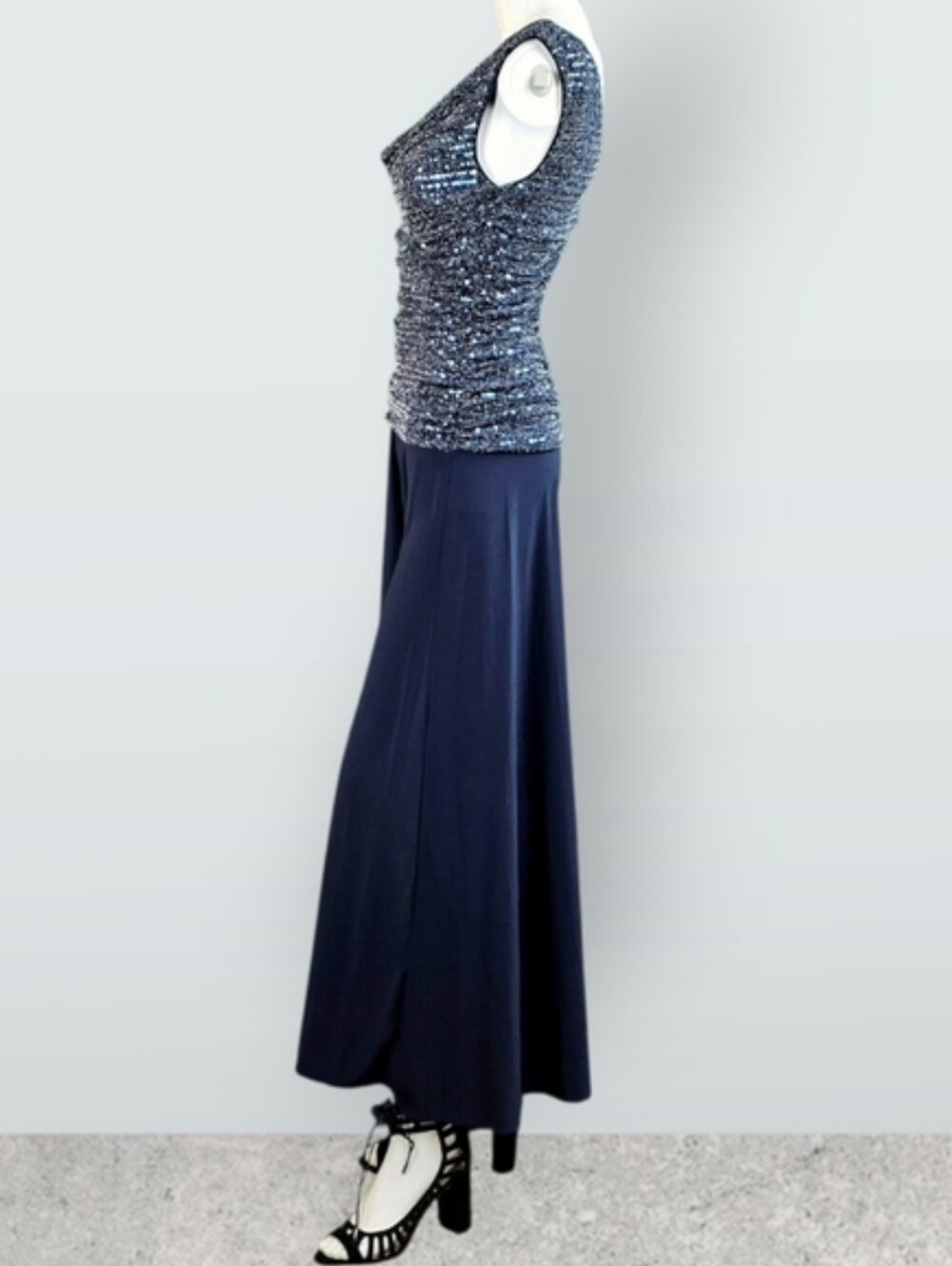 R & M Richards Petite Metallic Maxi-dress Mother Of The Bride Dress - Picture 6 of 11